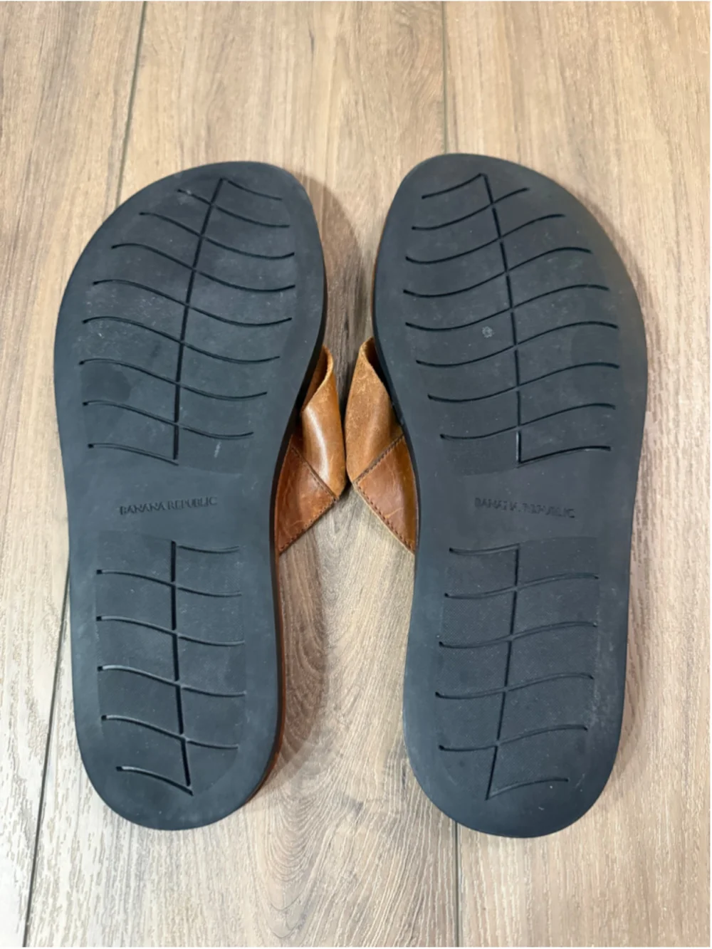 Men's Banana Republic Brown Leather Flip-Flops Size 12